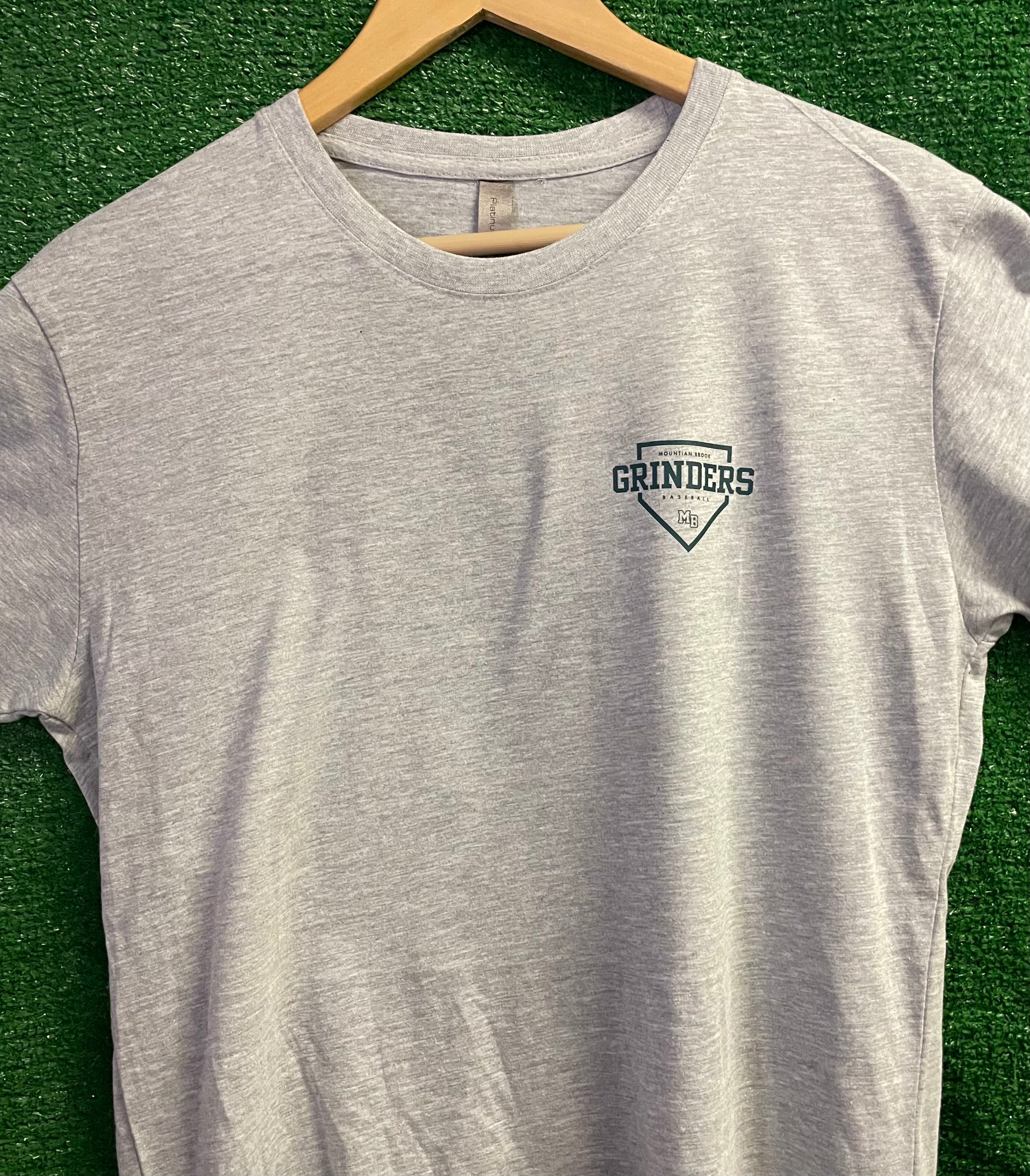 Front Left Chest Grinder Logo, Mountain Brook Grinders, Grinder Baseball, MB Grinders, Grinders Logo, Green Grinders, Birmingham Baseball